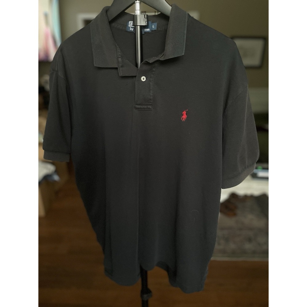 Polo Ralph Lauren Men's L Black Short Sleeve Polo Shirt Red Pony Logo